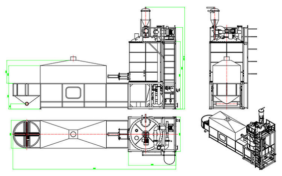 اتوماتیک آبی / سبز EPS EPU فومینگ پیش توسعه دهنده ماشین کفش بیرونی از چین با بستر خشک مایع